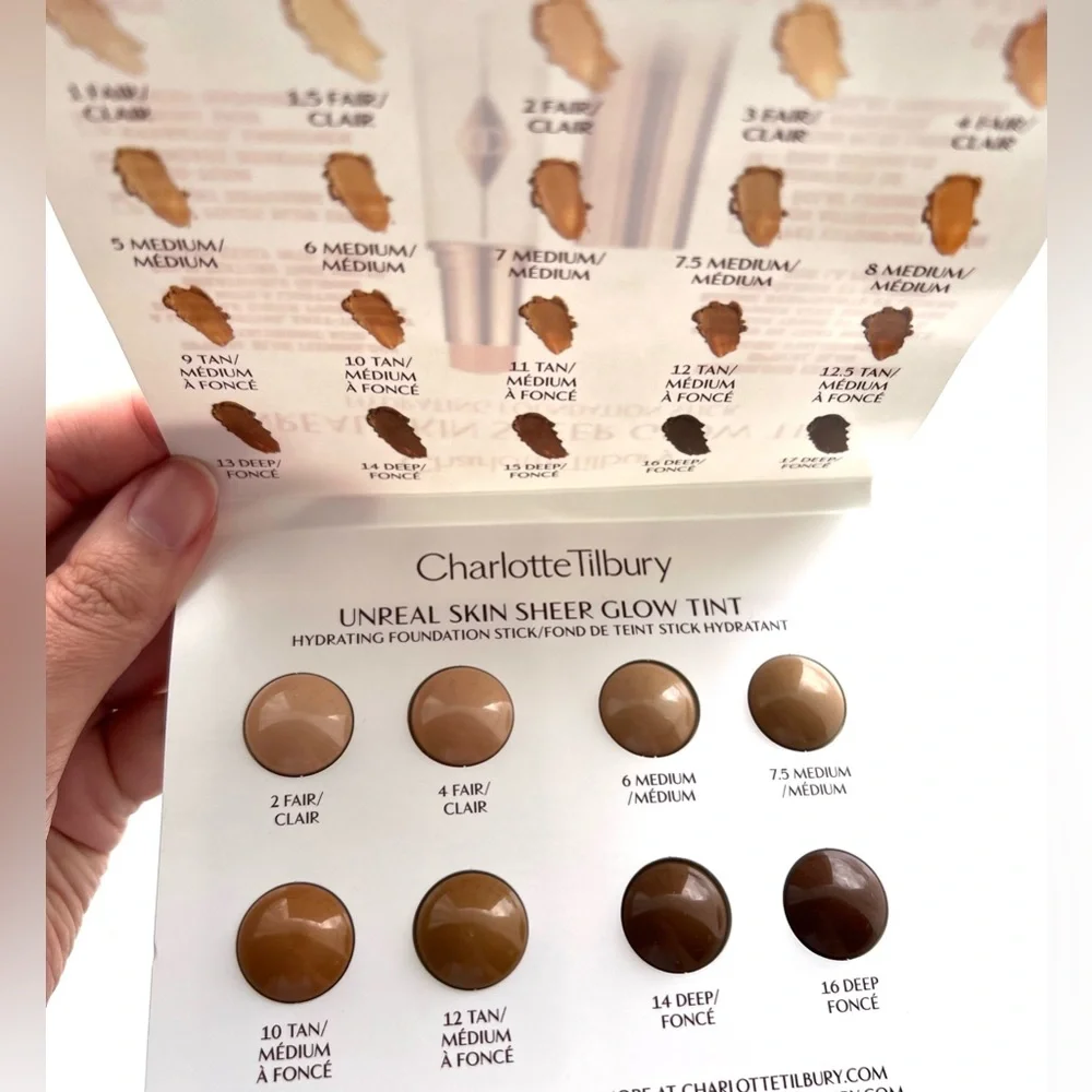 5 for 25⚡️Charlotte Tilbury Sheer Glow Tint Foundation Stick Sample Card 5.68g
